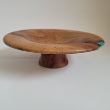 Wood Pedestal Cake Stand Pecan