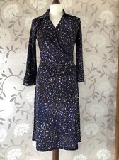 Ingenue 10 Dress Blue Faux Wrap Stretch Straight Formal occasion Knee Length VGC