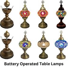 Turkish Battery Table Lamp Cordless Moroccan Glass Mosaic Desk Lamp LED Lights