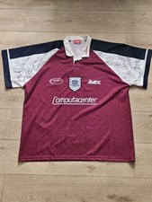 Rare Signed Halifax Blue Sox (RLFC) Avec Away Rugby League Shirt 1997–1999