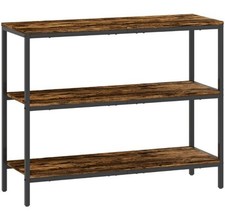 HOMCOM Industrial Console Table with 3-Tier Storage Shelves Hallway Rustic Brown