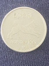 Norway 50 Ore 1967 Olav V Norwegian Elkhound Coin