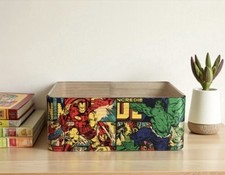 Comic Book SUPERHEROS Themed Rounded Wooden Storage Box / Christmas/ Birthday