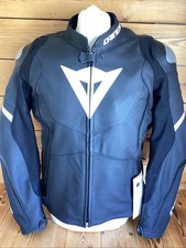 Dainese Avro 4 Men's Leather Motorcycle Motorbike Jacket Black & White UK 46