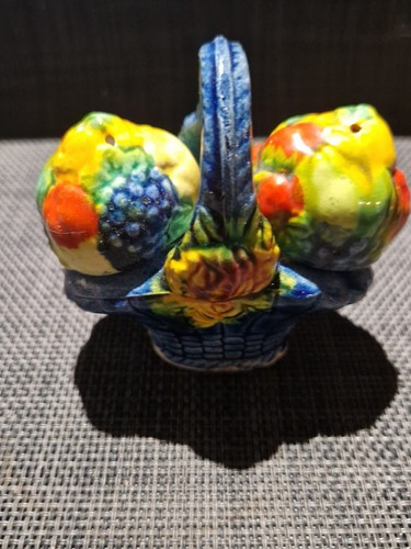 Vintage fruit basket ceramic - basket,