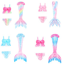 3pcs Kids Girls Mermaid Tail