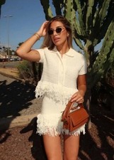 ZARA FRINGED CHECK KNIT JACKET