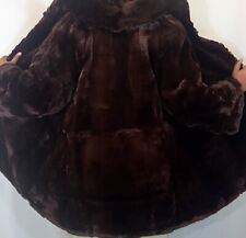 Real Fur Swedish Lamb Sheepskin Shearling Teddy Soft Black Vintage Coat FR397