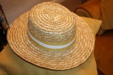 LADIES STRAW BOATER HAT FROM PRIMARK WITH YELLOW & WHITE BAND UNUSED SEE PICTURE