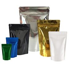 Glossy Shiny Foil Resealable Zip Lock Bags Stand Up Pouches Food Grade Heat Seal
