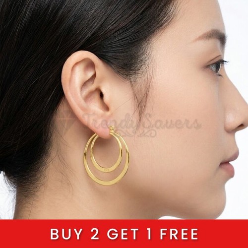 9ct gold double - 9ct, earrings