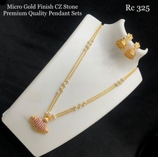 Micro Gold Finish CZ Stone Pendant Set – Premium Quality Necklace & Earrings 