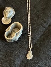 Selangor Pewter Bear & Honey Pot Trinket Box with bee necklace original (C)