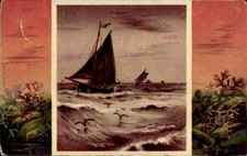 Postcard Sailboats, Stormy