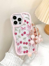 Pink cherry bow phone - pink,