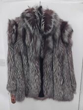 Vintage 80s Real Silver Fox Fur Luxury Coat, Size Medium (12-14)