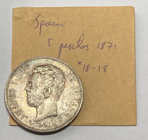 Spain 1871 pesetas silver - 5,