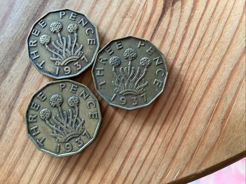 Three pence coins 1937 - three,