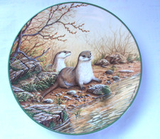Otter Pair on a River Bank Royal Doulton Collectors Plate  W G Rollinson 1988