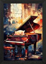 Piano Oil Painting Framed Wall