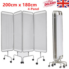 Foldable Four Panel Medical Privacy Screen Room Divider Stainless Steel Frame UK