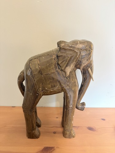 Large wooden carved elephant - large,