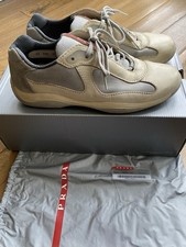 Vintage Prada Americas Cup Sneaker, cream/white and silver, size 11UK