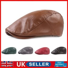 Men Leather Flat Cap Cabbie