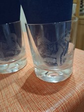 2 x  Husky Dog Whiskey Tumbler Glass - Hand Etched/Engraved Gift. vgc