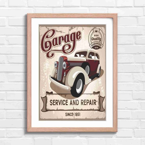 Retro vintage garage car - retro,