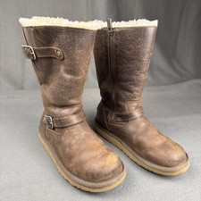 UGG Australia 1969 KENSINGTON Zip Up Leather Shearling Boots Women's Sz 4