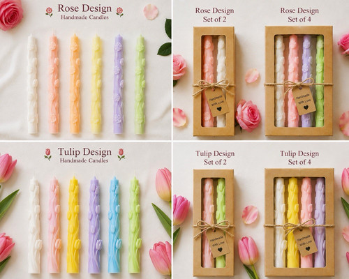 Set handmade floral taper - 4,