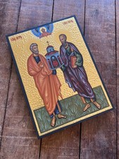 Hand-Painted, Religious Art, Saint Peter and Paul Apostles Icon, 22x30cm