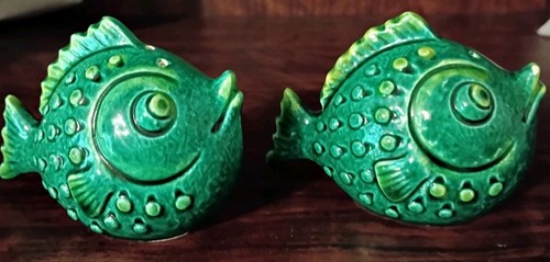 Pair ceramic blue green - of,