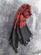 Red/Black Indian Kashmiri Embroidered Shawl Wrap