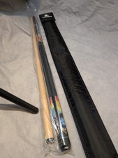  PowerGlide Psychedelic Pool Cue 57" + Soft Padded Sleeve Used  Once Maple Wood