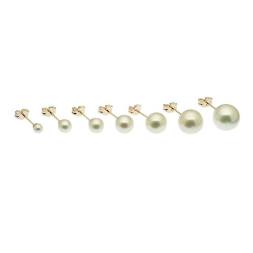 9ct gold pearl earrings round - pearl,
