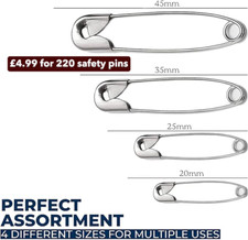 220 Assorted Steel Safety Pins