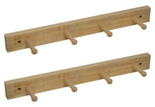 Woodside Wall Mounted Wooden Peg Rail, Coat/Hat/Bag/Towel Rack, Pack of 2