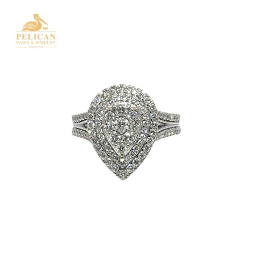 Women 10k white gold diamond - white,