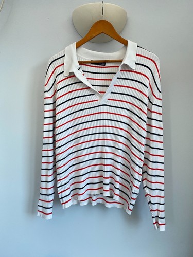 White red black striped - red,