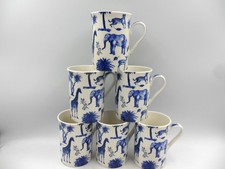 Set of 6 mugs in Blue Safari