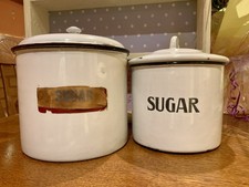 Vintage White Enamel Sugar