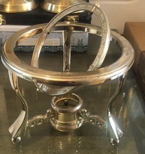 VINTAGE BRASS TABLE TOP GLOBE FRAME ON TRIPOD BASE, BALL FEET 7” DIA, PARTS ONLY