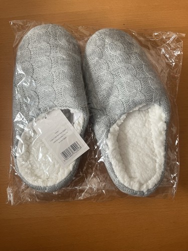 Ladies grey cable knit mule - ladies,