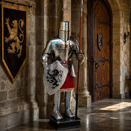 Medieval silver knight - medieval, full