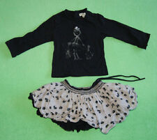 Eliane Et Lena black grey top with girl and skirt dress for girl 9-12 months