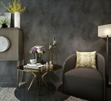 Concrete Effect Plain Dark Grey Wallpaper For Living Room Industrial Style