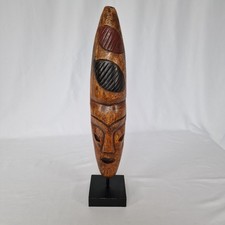 Tribal-Style  Wooden Mask on a Stand, Home Decor