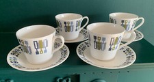 1970s Vintage Gainsborough Fine Bone China Set 4 Cups & Saucers VW CAMPER VAN